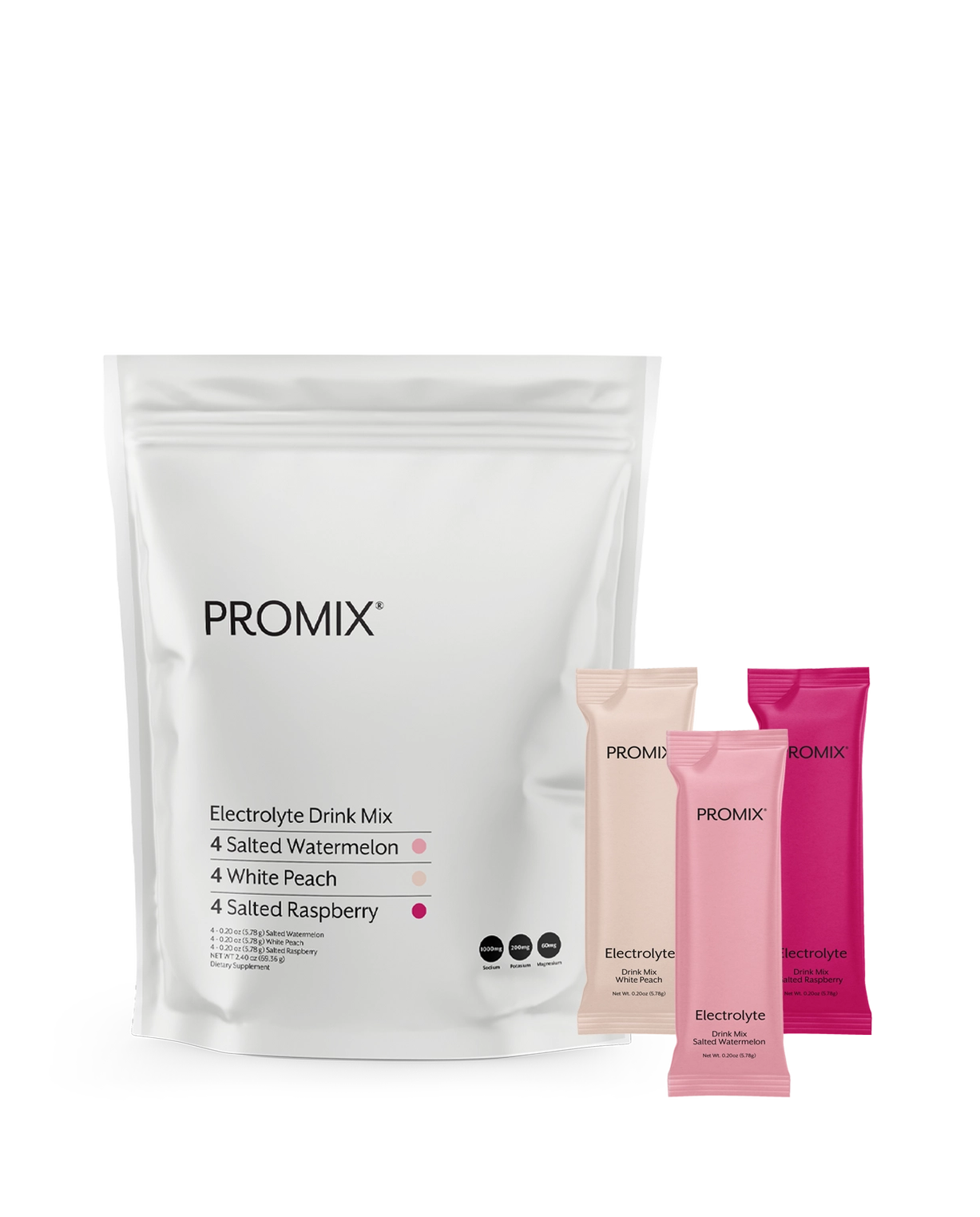 Promix Electrolyte Drink Mix variety pack with three stick packs